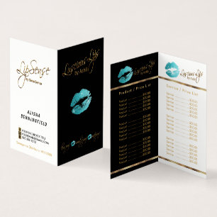 Blauwgroen en Gold Lip Price- en Service List Visitekaartje