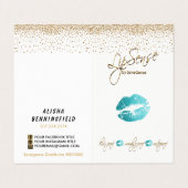 Blauwgroen en Gold Lipsense-instructies Visitekaartje (Buitenkant ongevouwen)