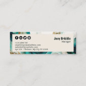 Blauwgroen en Gold Modern Abstract Mini Visitekaartje (Achterkant)