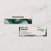 Blauwgroen en Gold Modern Abstract Mini Visitekaartje (Voorkant / Achterkant)