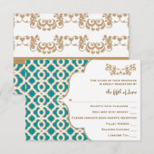 Blauwgroen en Gold Moroccan Wedding Response-kaart RSVP Kaartje (Voorkant / Achterkant)