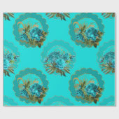 Blauwgroen en Gold Paris Theme Glitter Cadeaupapier (Vlak)