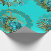 Blauwgroen en Gold Paris Theme Glitter Cadeaupapier (Hoek)