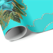 Blauwgroen en Gold Paris Theme Glitter Cadeaupapier (Rol Hoek)