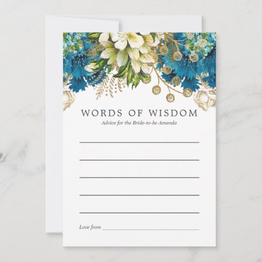 Blauwgroen en Gold Shabby Vrijgezellenfeest Bride Kaart (Voorkant)