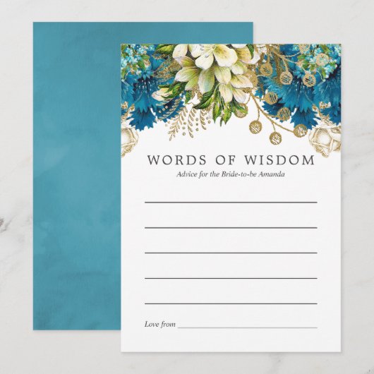 Blauwgroen en Gold Shabby Vrijgezellenfeest Bride  Kaart (Voorkant / Achterkant)