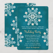 Blauwgroen en Gold Snowflake Corporate Holiday Par Kaart (Voorkant / Achterkant)