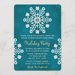 Blauwgroen en Gold Snowflake Corporate Holiday Par Kaart