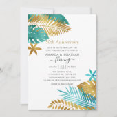 Blauwgroen en Gold Tropical 50th Wedding Jubileum Kaart (Voorkant)