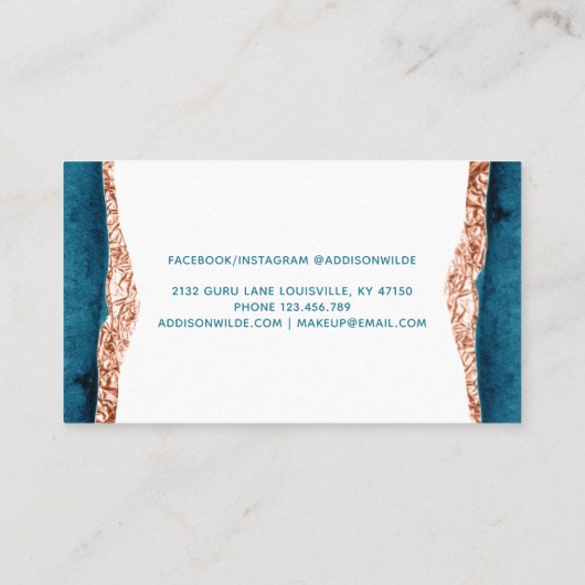 Blauwgroen en Gold Waterverf Benoemingskaart Afsprakenkaartje (Achterkant)