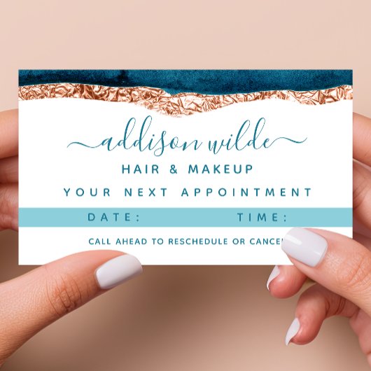 Blauwgroen en Gold Waterverf Benoemingskaart Afsprakenkaartje