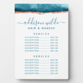 Blauwgroen en Gold Waterverf Prijs Menu Plaque Fotoplaat (voorkant)