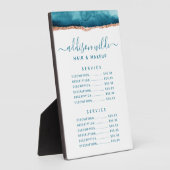 Blauwgroen en Gold Waterverf Prijs Menu Plaque Fotoplaat (Zijkant)