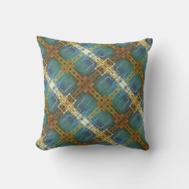Blauwgroen en Golden Plaid Modern Plaid Kussen