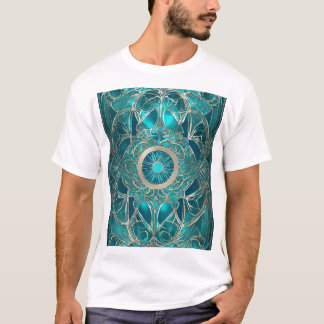Blauwgroen en Goud Abstract Design" T-shirt
