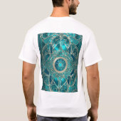  Blauwgroen en Goud Abstract Design" T-shirt (Achterkant)