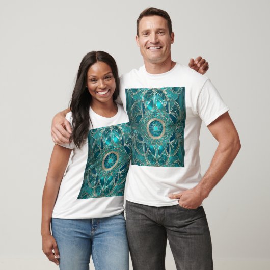  Blauwgroen en Goud Abstract Design" T-shirt (Unisex)