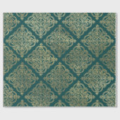 Blauwgroen en goud Cadeaupapier (Vlak)