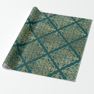 Blauwgroen en goud Cadeaupapier