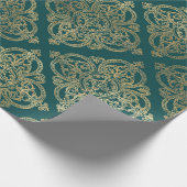 Blauwgroen en goud Cadeaupapier (Hoek)