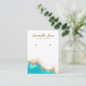 Blauwgroen en Goud Gem Chique Sieraden Oorbellen D Visitekaartje (Staand voorkant)