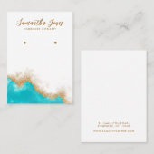 Blauwgroen en Goud Gem Chique Sieraden Oorbellen D Visitekaartje (Voorkant / Achterkant)