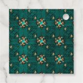 Blauwgroen en Goud Griffon Damask Aquamarijn Edels Bedankjes Labels (Achterkant)