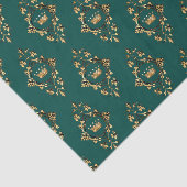  Blauwgroen en Goud Heraldisch Prinsenpatroon Tissuepapier (Detail)