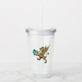 Blauwgroen en Goud Heraldische Griffon en Aquamari Acryl Drinkbeker (Voorkant)