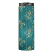 Blauwgroen en Goud Heraldische Leeuw en Aquamarijn Thermosbeker (Achterkant)