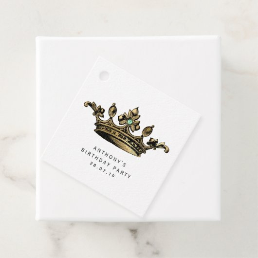 Blauwgroen en Goud Kroon Aquamarijn Edelsteen Bedankjes Labels (In situ)