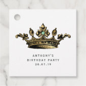 Blauwgroen en Goud Kroon Aquamarijn Edelsteen Bedankjes Labels (Voorkant)