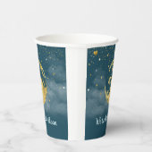 Blauwgroen en Goud Over the Moon Baby shower Papieren Bekers (Rechts)