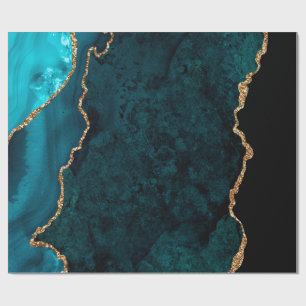 Blauwgroen en goudAgate Cadeaupapier