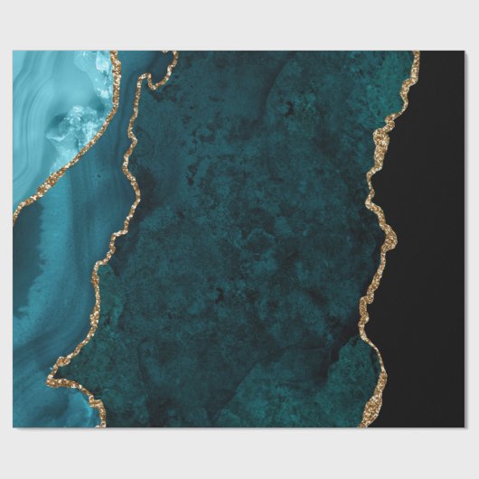 Blauwgroen en goudAgate Cadeaupapier (Vlak)