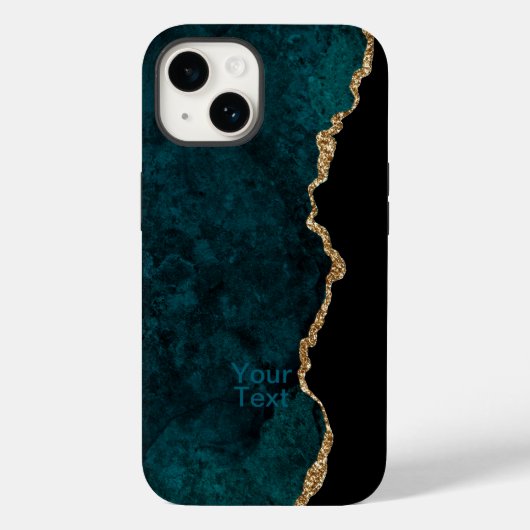 Blauwgroen en goudAgate Case-Mate iPhone Case (Achterkant)