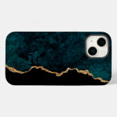 Blauwgroen en goudAgate Case-Mate iPhone Case (Achterkant (horizontaal))