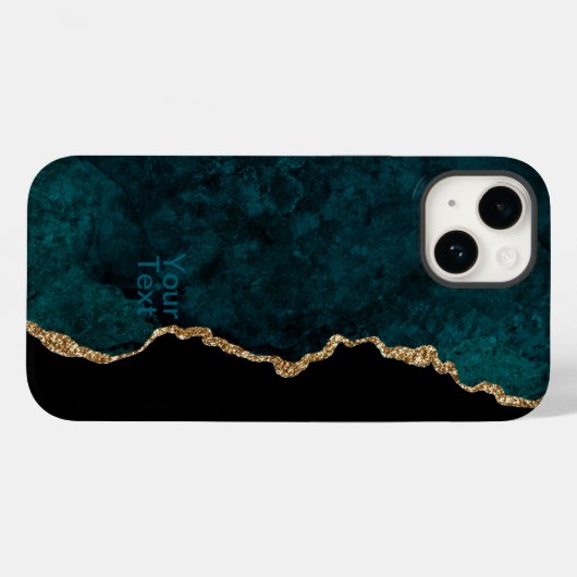 Blauwgroen en goudAgate Case-Mate iPhone Case (Achterkant (horizontaal))