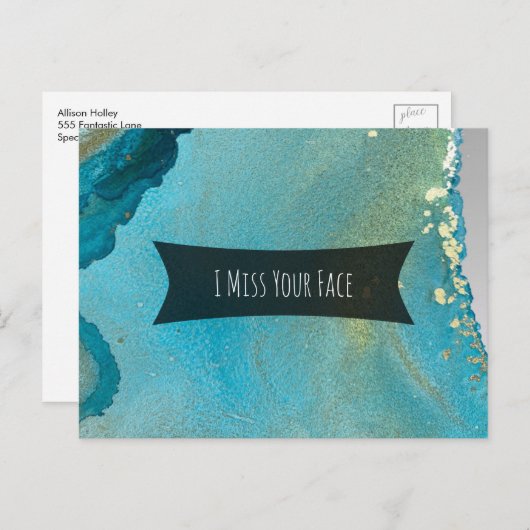 Blauwgroen en goudalcoholinkt die ik mis. briefkaart (Voorkant / Achterkant)