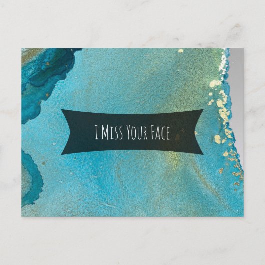Blauwgroen en goudalcoholinkt die ik mis. briefkaart (Voorkant)