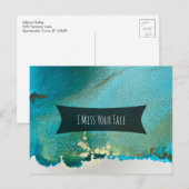 Blauwgroen en goudalcoholinkt die ik mis. briefkaart (Voorkant / Achterkant)