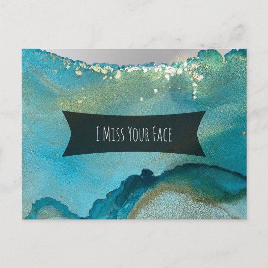 Blauwgroen en goudalcoholinkt die ik mis. briefkaart (Voorkant)