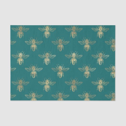 Blauwgroen- en goudbijen Tissuepapier (Voorkant)