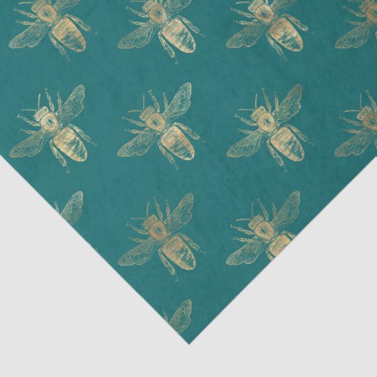 Blauwgroen- en goudbijen Tissuepapier (Detail)