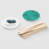 Blauwgroen en goudbloeiende Gothic Wedding Handwaaier (Niet-gemonteerd)