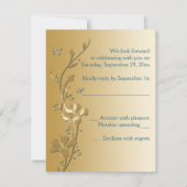 Blauwgroen en goudbloemen en botervliegen Antwoord Kaart (Achterkant)