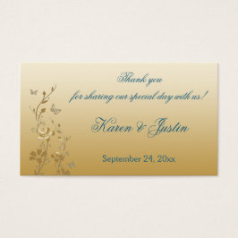 Blauwgroen en goudbloemen met Butterflies Favor Ta Visitekaartje