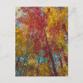 Blauwgroen en goudbomen briefkaart