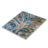 Blauwgroen en goudbomen tegeltje (Zijkant)