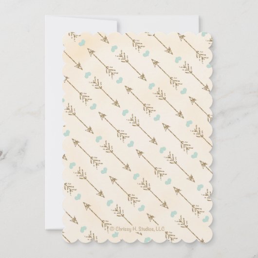 Blauwgroen en gouddromer Boho Baby Boy Shower Kaart (Achterkant)